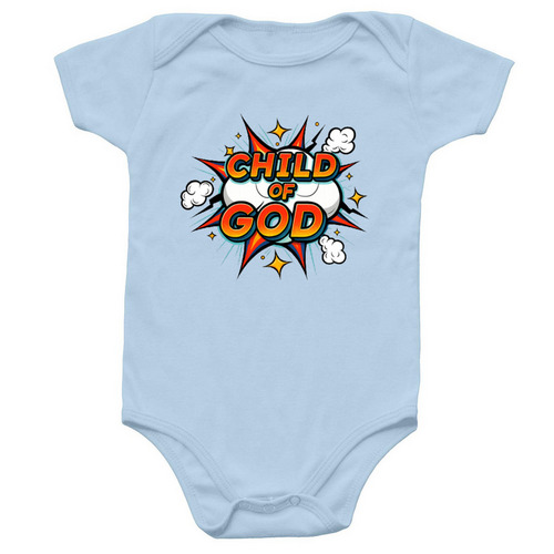 Child of God: Mighty Move II, a Light Blue Infant Onesie