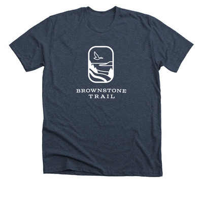 Brownstone Trail, a Heather Midnight Navy Premium Unisex Tee