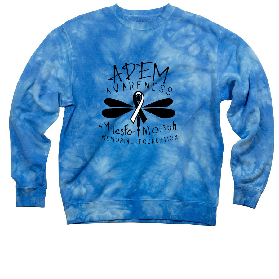 Miles for Mason Memorial Foundation, a Aqua Blue Tie Dye Crewneck Sweatshirt