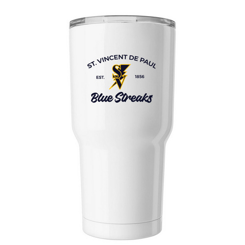 Blue Streak Tumbler, a White Insulated Tumbler
