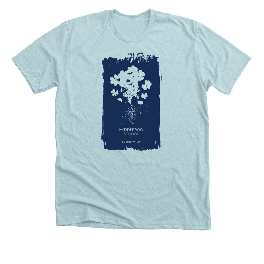 ROOTED IN COMPASSION, a Heather Ice Blue Premium Unisex Tee