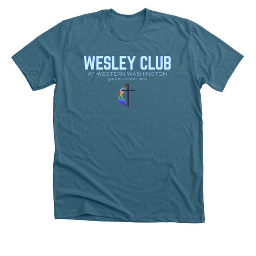 Wesley Club, a Heather Deep Teal Premium Unisex Tee