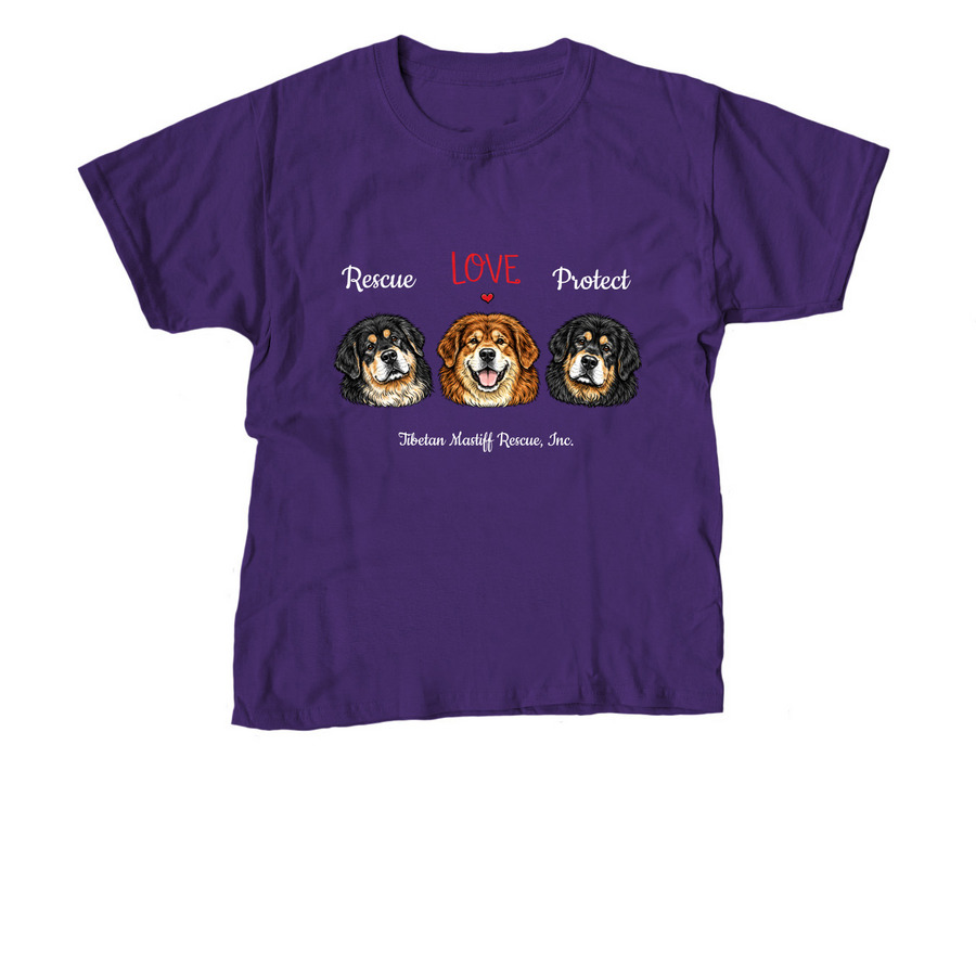Rescue, Love, Protect&nbsp;, a Purple Youth Unisex Tee