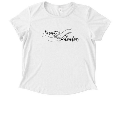 treat dealer shirt, a Fairly White Allmade Eco Triblend Women?s Scoop Neck Tee