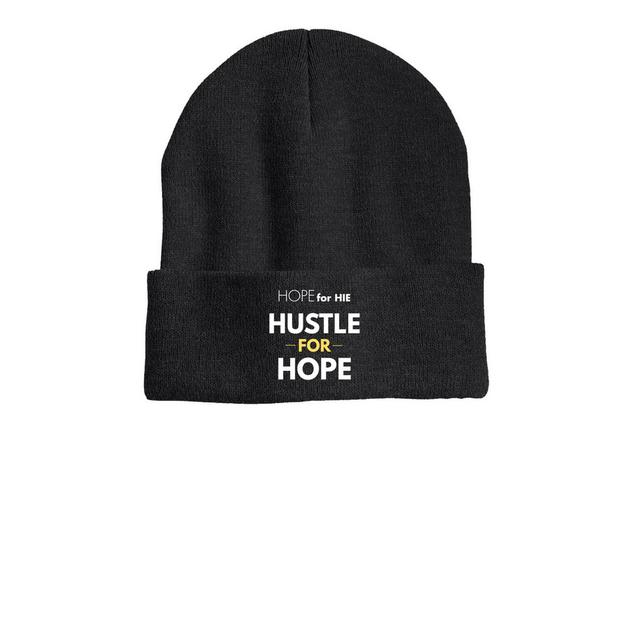 Hustle For Hope Beanie, a Heather Charcoal Printed Cuffed Beanie