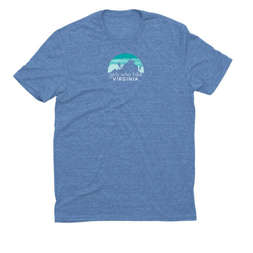 Girls Who Hike Virginia Logo, a Azure Blue Allmade Eco Triblend Unisex Tee