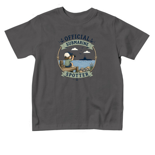 Boys Submarine Spotter, a Charcoal Toddler Tee