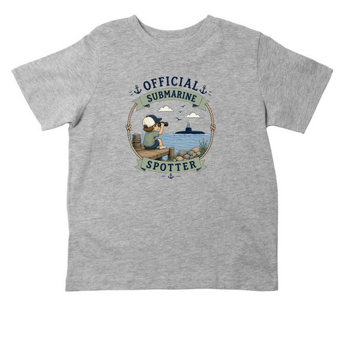 Boys Submarine Spotter, a Heather Toddler Tee