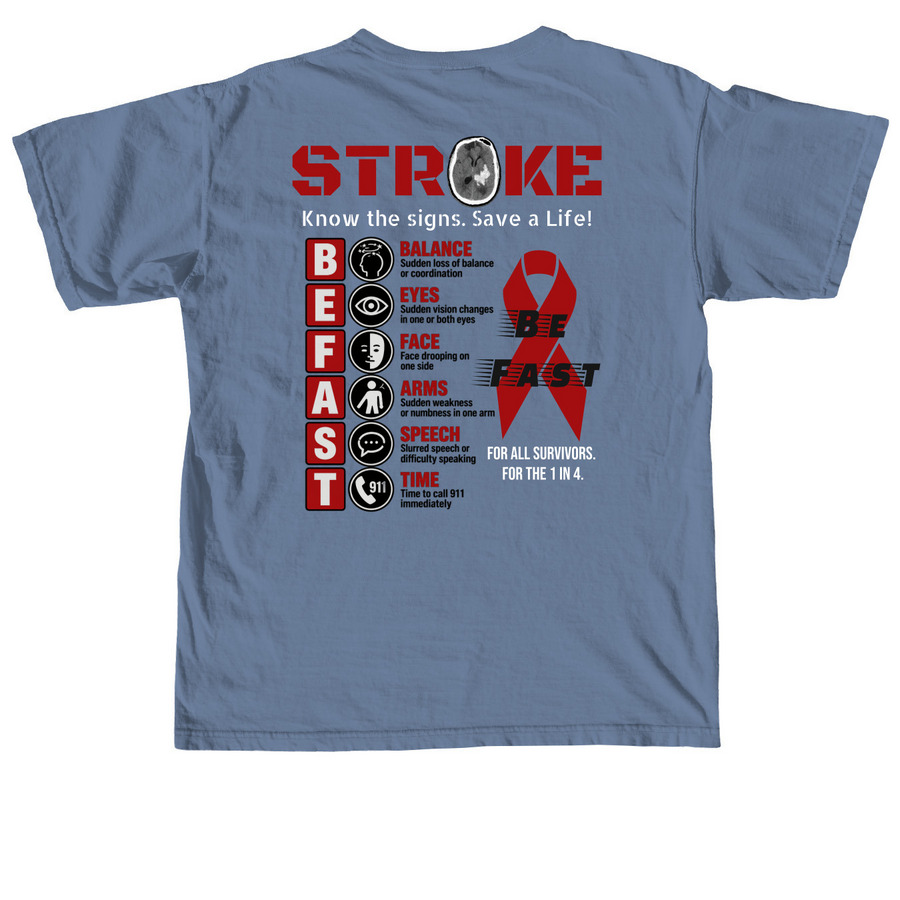 Stroke Advocacy, a Blue Jean Comfort Colors Unisex Tee (back-view)