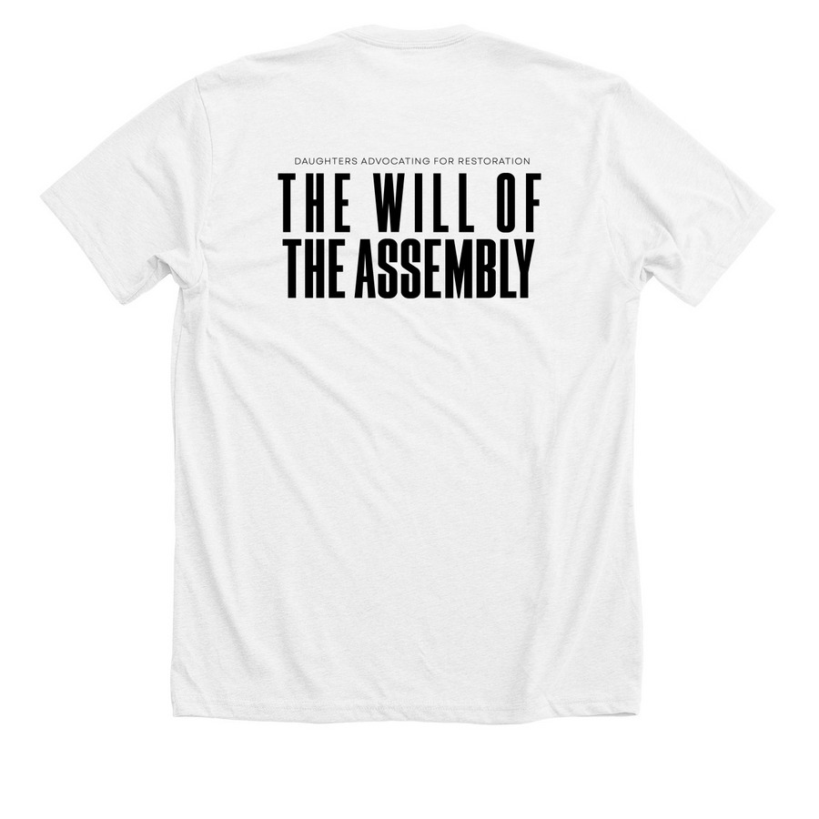 My Genes are Revolutionary Shirts (in white), a Solid White Blend Premium Unisex Tee (back-view)