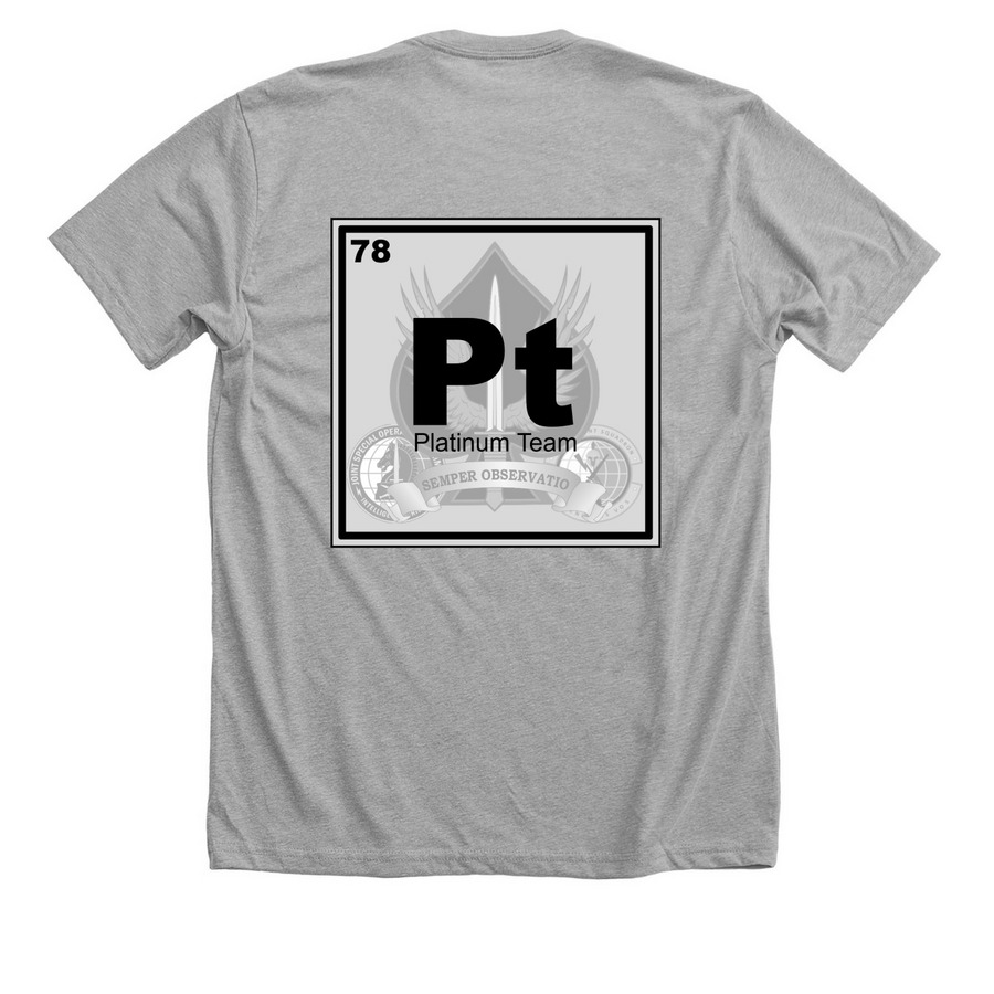 Platinum Team Logo 3, a Athletic Heather Premium Unisex Tee (back-view)