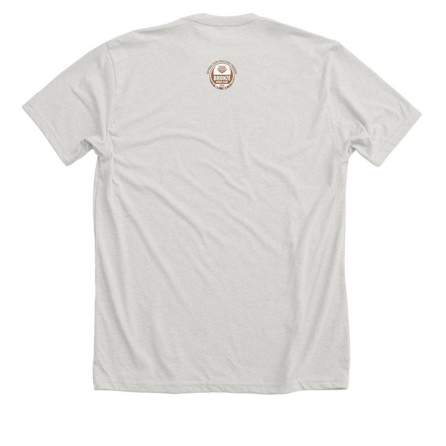 TRAC 3&nbsp;, a Heather Cement Premium Unisex Tee (back-view)