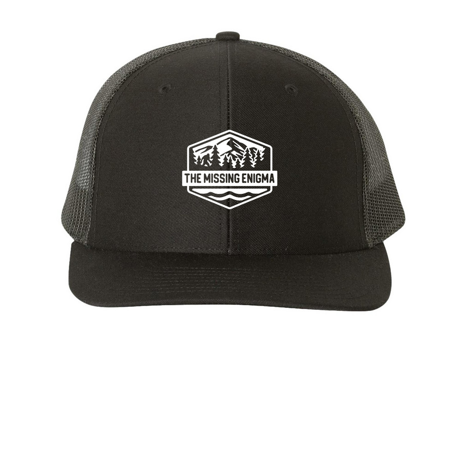 The Missing Enigma Hats, a Black Printed Snapback Trucker Cap