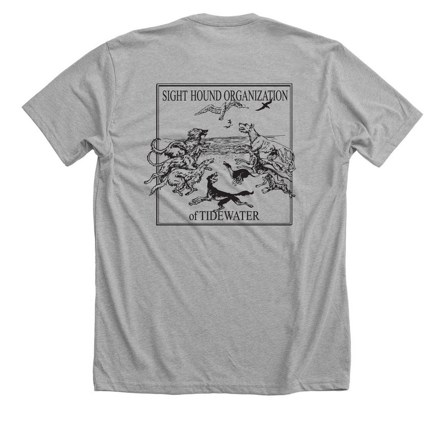 Black and White Vintage Logo, a Athletic Heather Premium Unisex Tee (back-view)