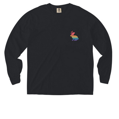 Rainbow Jackalope | Pocket Tee, a Black Comfort Colors Long Sleeve Pocket Tee