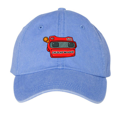 Viewmaster Dad Cap, a Periwinkle Printed Pigment Dye Baseball Cap