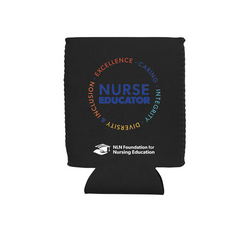 NFNE Nursing Education Core Values Can Holder, a Black Neoprene Can Holder