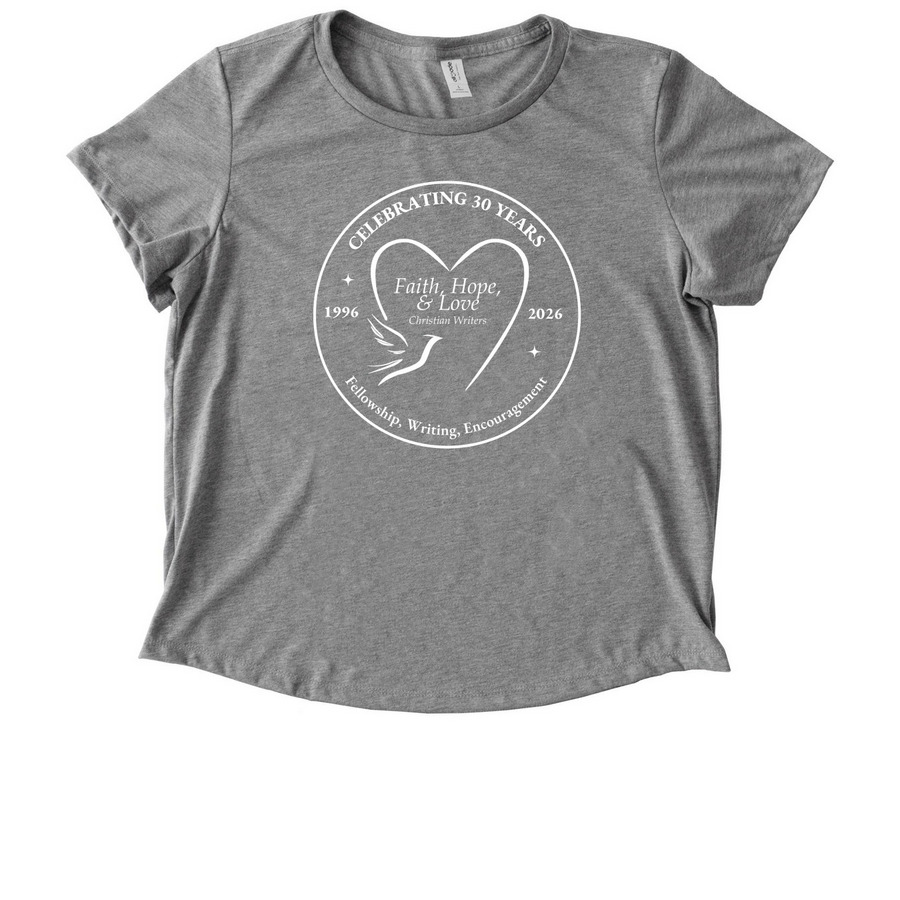30 Yrs Fellowship, Writing, Encouragement Tee, a Aluminum Grey Allmade Eco Triblend Women?s Scoop Neck Tee