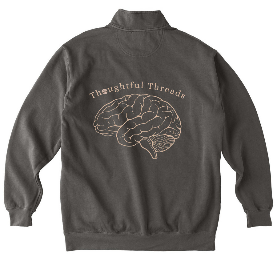 Thoughtful Threads, a Pepper Comfort Colors Quarter Zip Pullover (back-view)