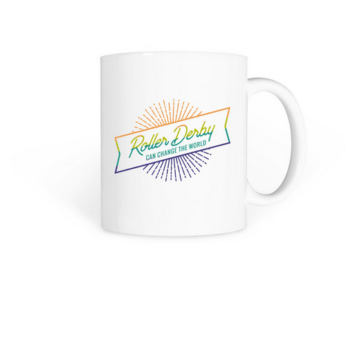 Roller Derby Can Change the World Mug, a White Coffee Mug