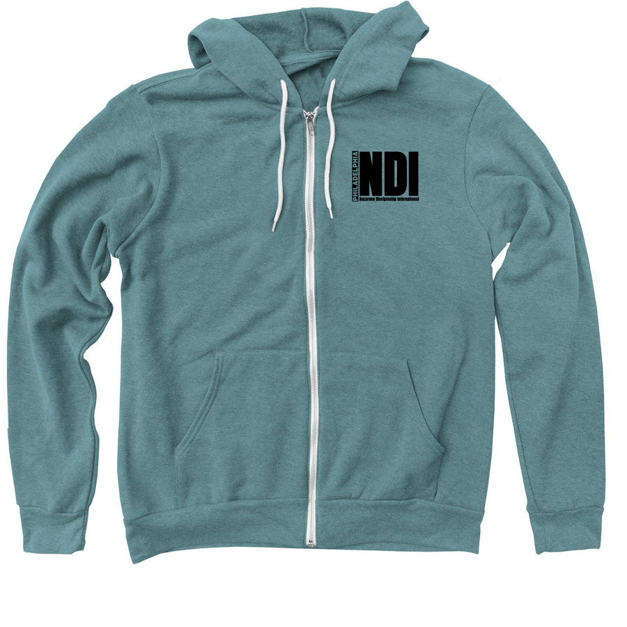 NDI: Ain't Fishing, Ain't Following, a Heather Deep Teal Zip Up Hoodie
