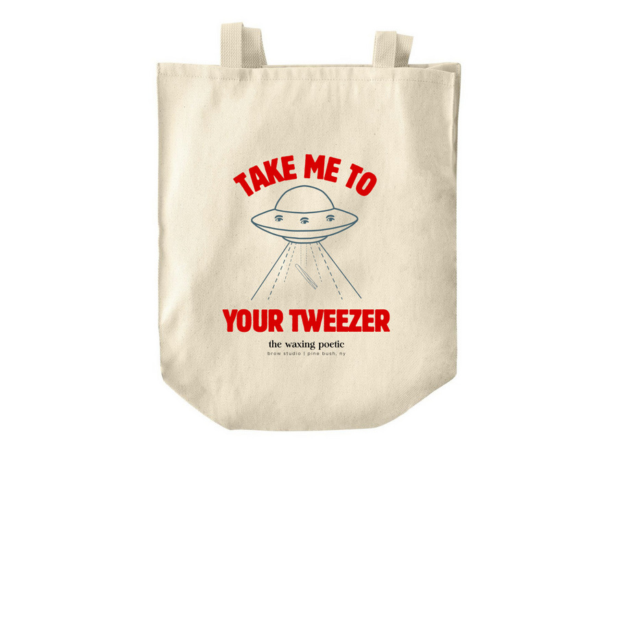 Take Me to Your Tweezer, a Natural Over-the-Shoulder Shopping Tote Bag