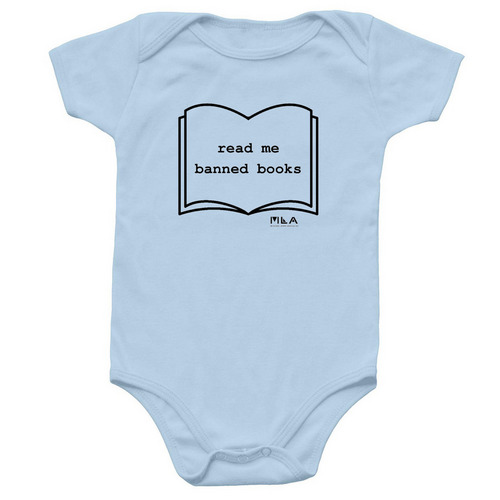Banned Books Onesie, a Light Blue Infant Onesie
