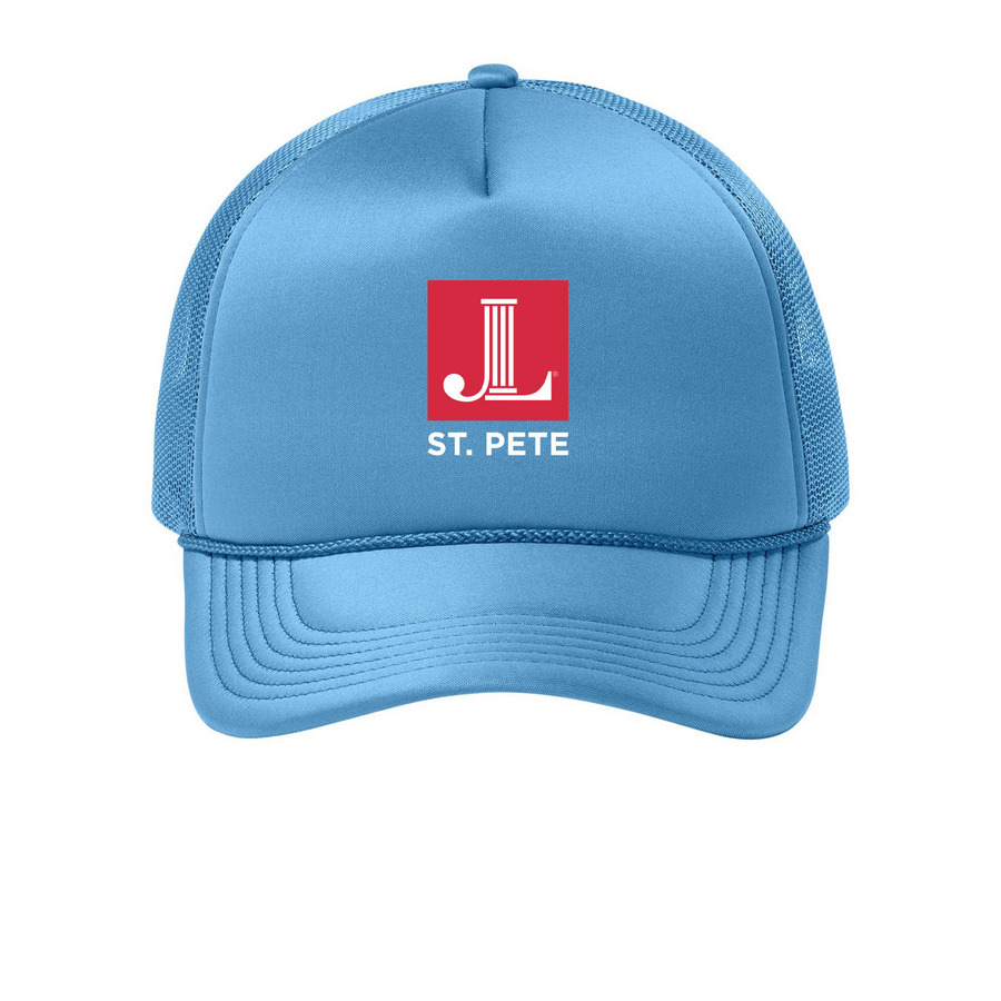 JLSP Logo Cap, a Carolina Blue Printed Foam Trucker Hat