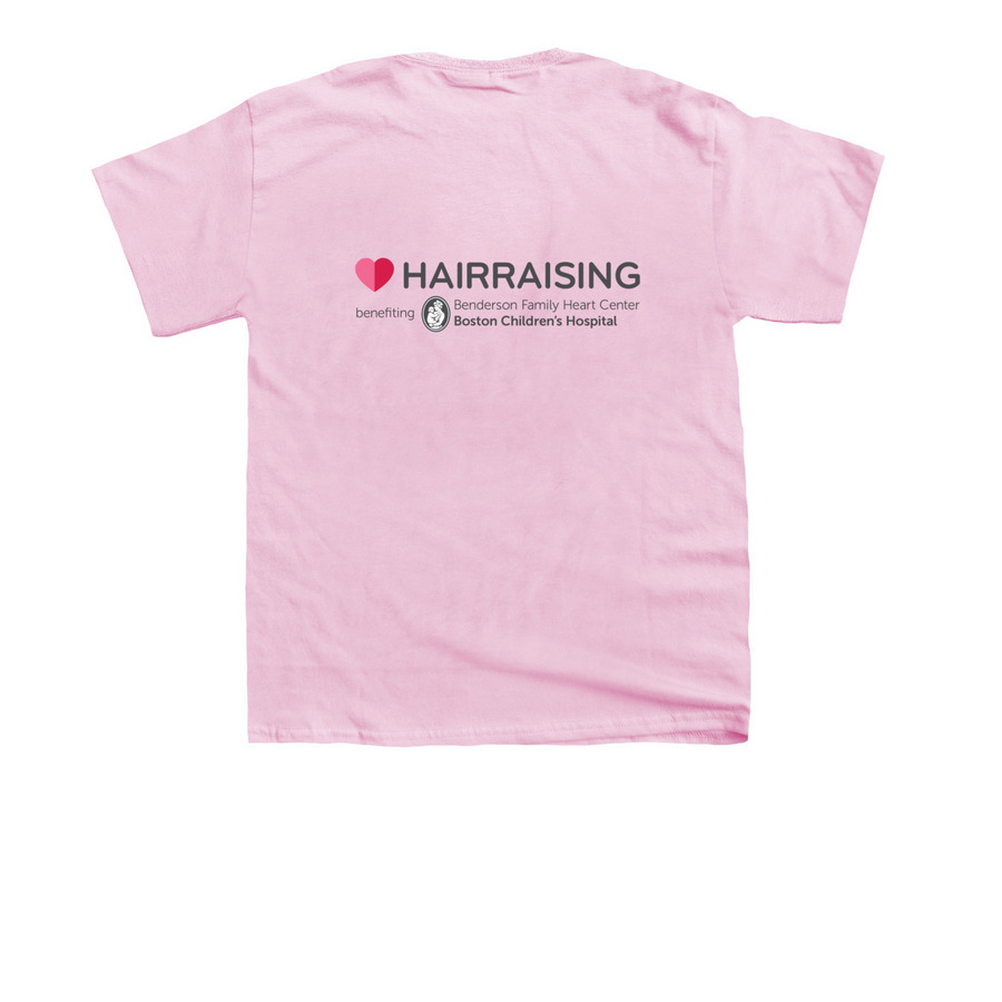 HAIRraising for Boston Children's Hospital, a Light Pink Youth Unisex Tee (back-view)
