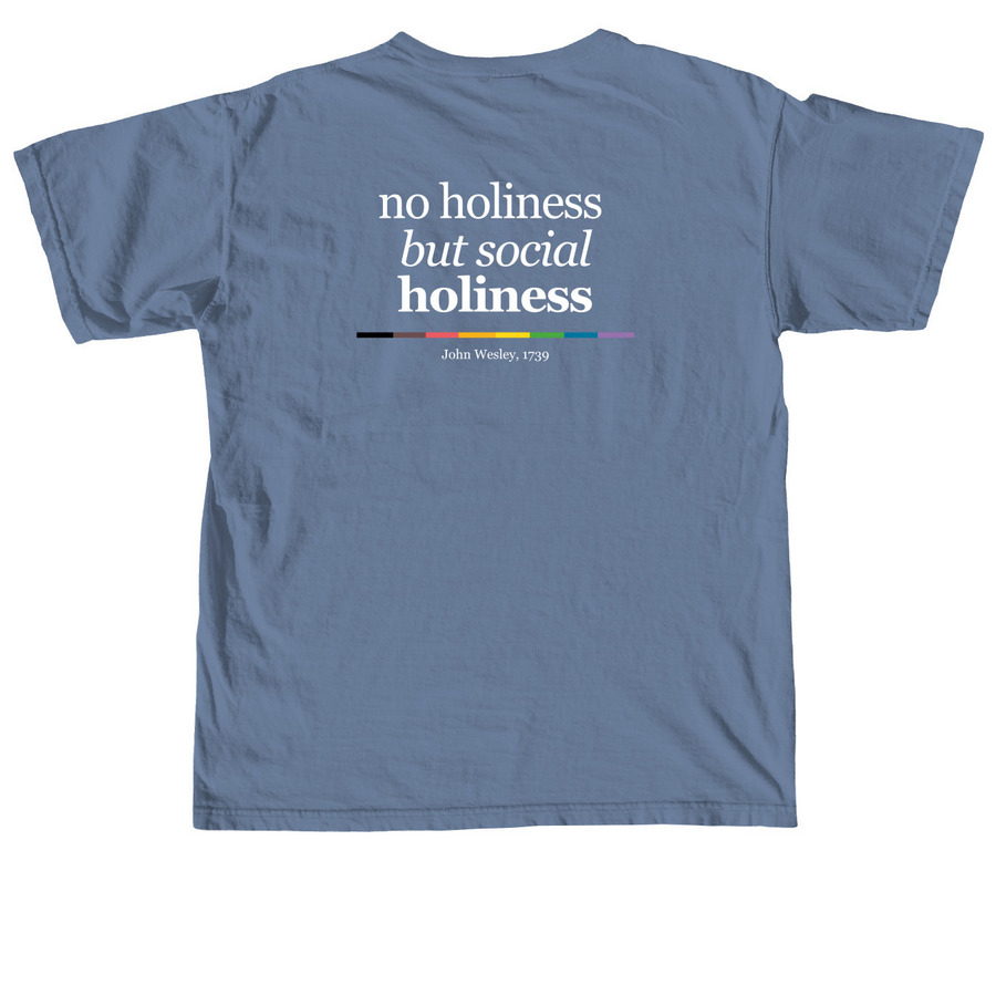 RMN | No Holiness But Social Holiness Tee, a Blue Jean Comfort Colors Unisex Tee (back-view)