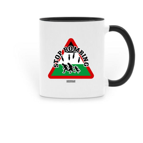 Stop B*mbing, a Black Two-Tone Ceramic Mug