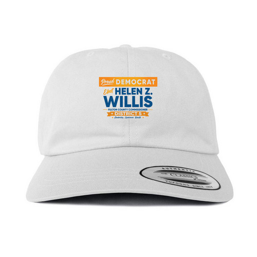 Campaign Hat | White, a White Printed Classic Baseball Cap
