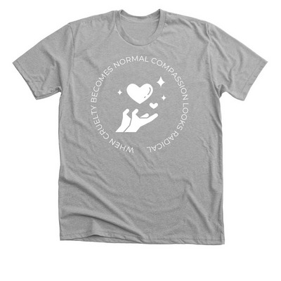 Practice Radical Compassion, a Athletic Heather Premium Unisex Tee