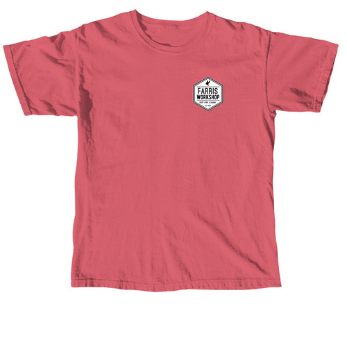 FARRIS WORKSHOP ? Left Chest Logo + Back, a Crimson Comfort Colors Unisex Tee