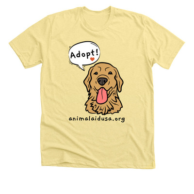 ADOPT! - Animal Aid USA, a Heather Yellow Gold Premium Unisex Tee