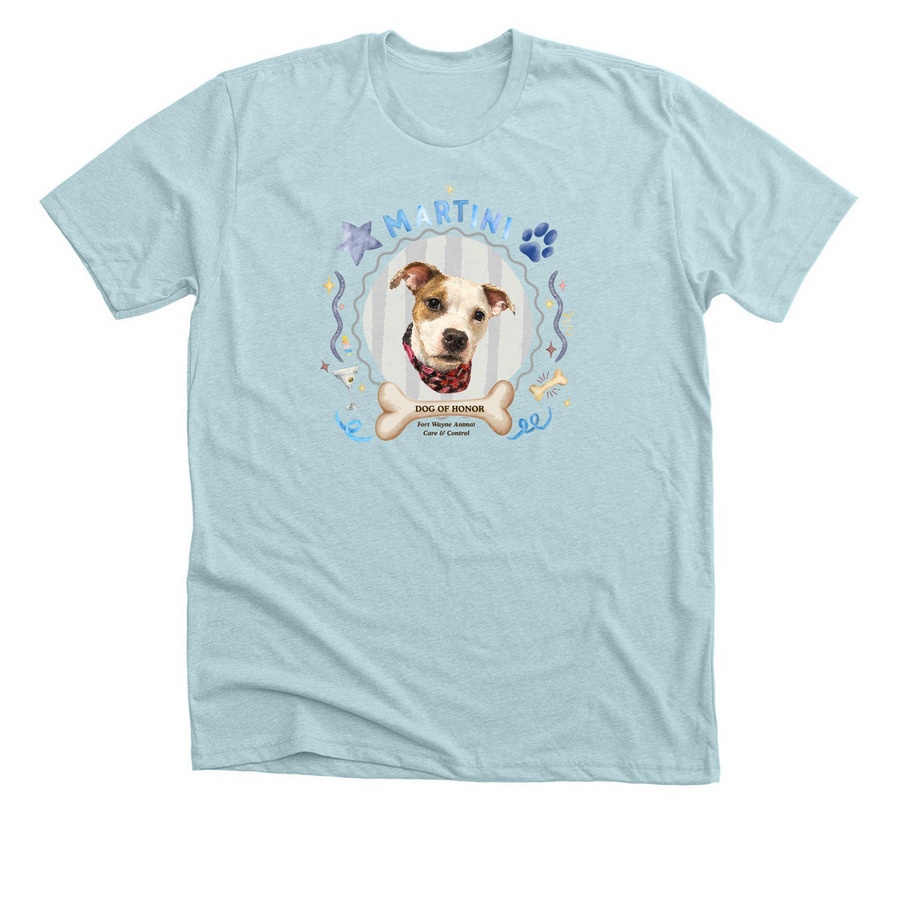 Dog of Honor Martini - Blue Design, a Heather Ice Blue Premium Unisex Tee