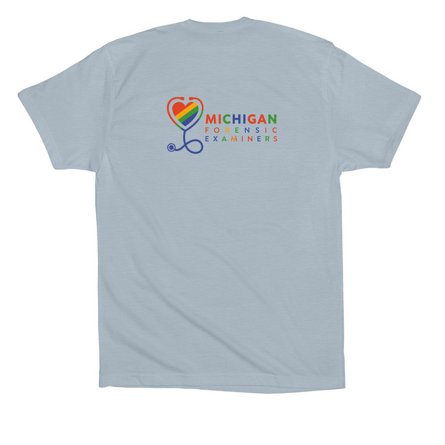 PRIDE Paint the V, a Light Blue Premium Cotton Tee (back-view)
