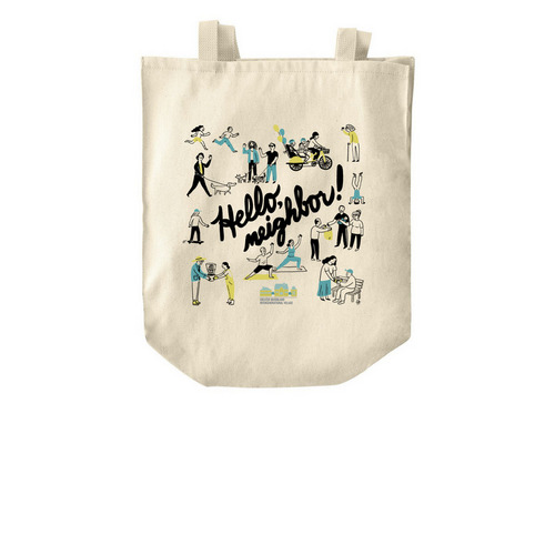 Hello, Neighbor! GBIV Tote, a Natural Over-the-Shoulder Shopping Tote Bag