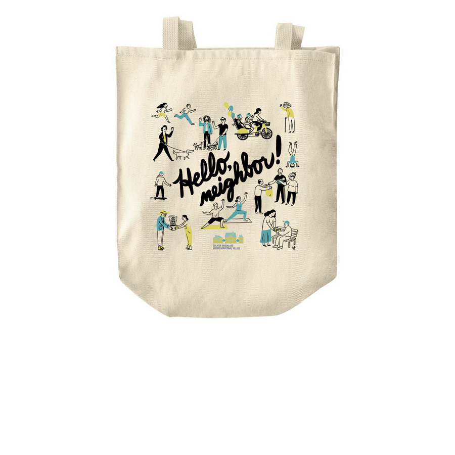 Hello, Neighbor! GBIV Tote, a Natural Over-the-Shoulder Shopping Tote Bag