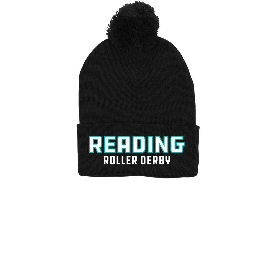 RDG Pom Beanie, a Black Printed Pom-Pom Beanie