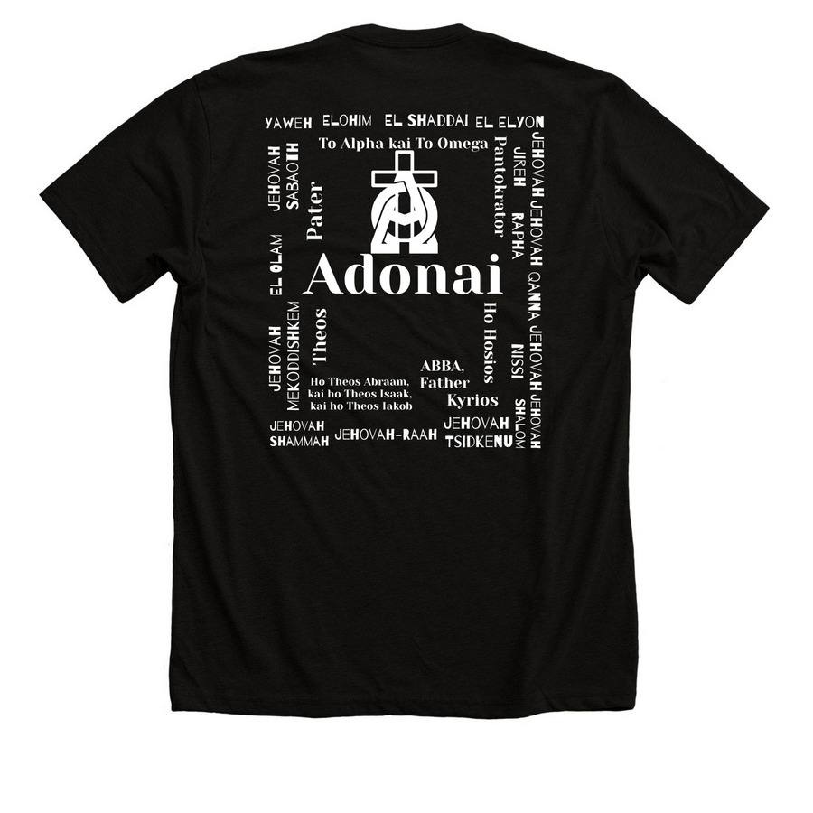 Alpha & Omega, a Solid Black Blend Premium Unisex Tee (back-view)