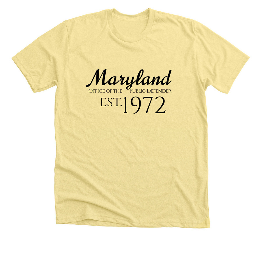 Maryland est. 1972, a Heather Yellow Gold Premium Unisex Tee