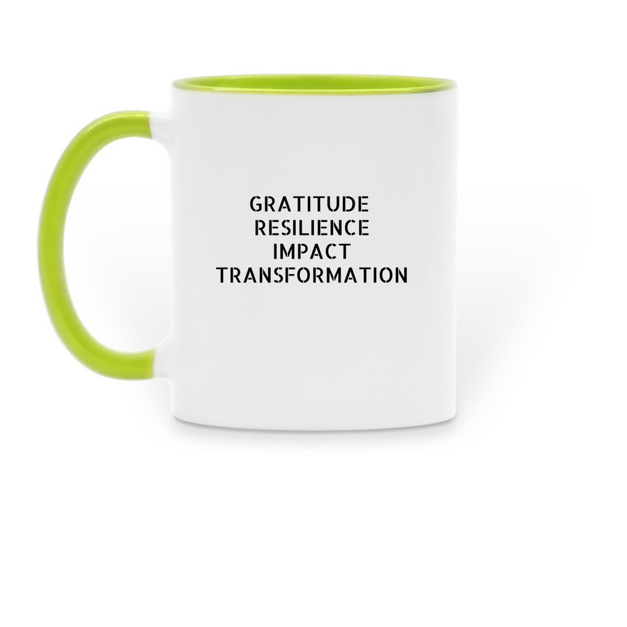 Grit2Greatness Endurance, a Green Two-Tone Ceramic Mug (back-view)