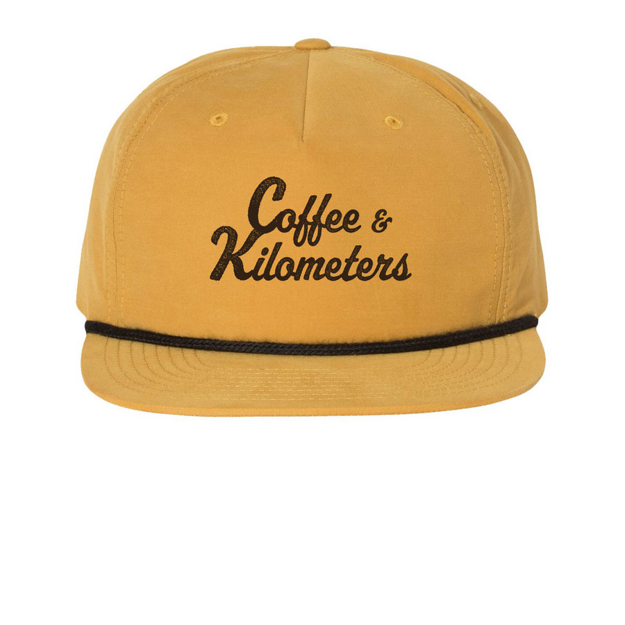 Coffee & Kilometers Hat, a Biscuit/ Black Printed Umpqua Snapback Cap