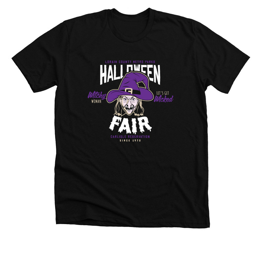 Halloween Fair: Witch, a Solid Black Blend Premium Unisex Tee