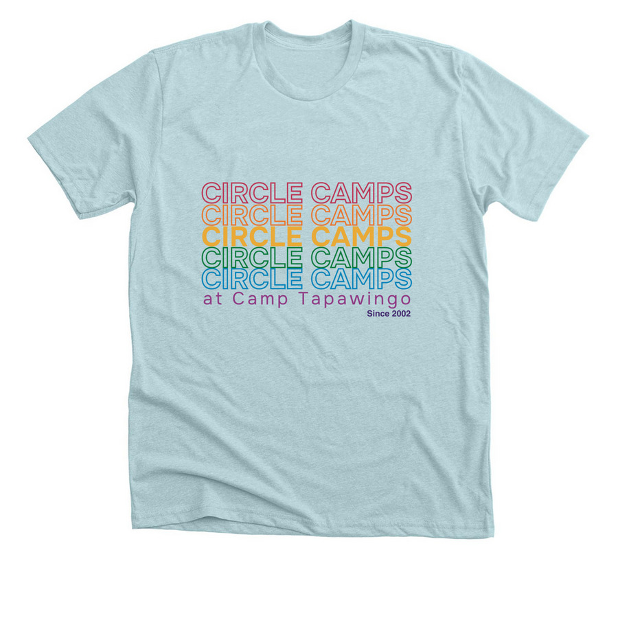 Camp Tapawingo, a Heather Ice Blue Premium Unisex Tee