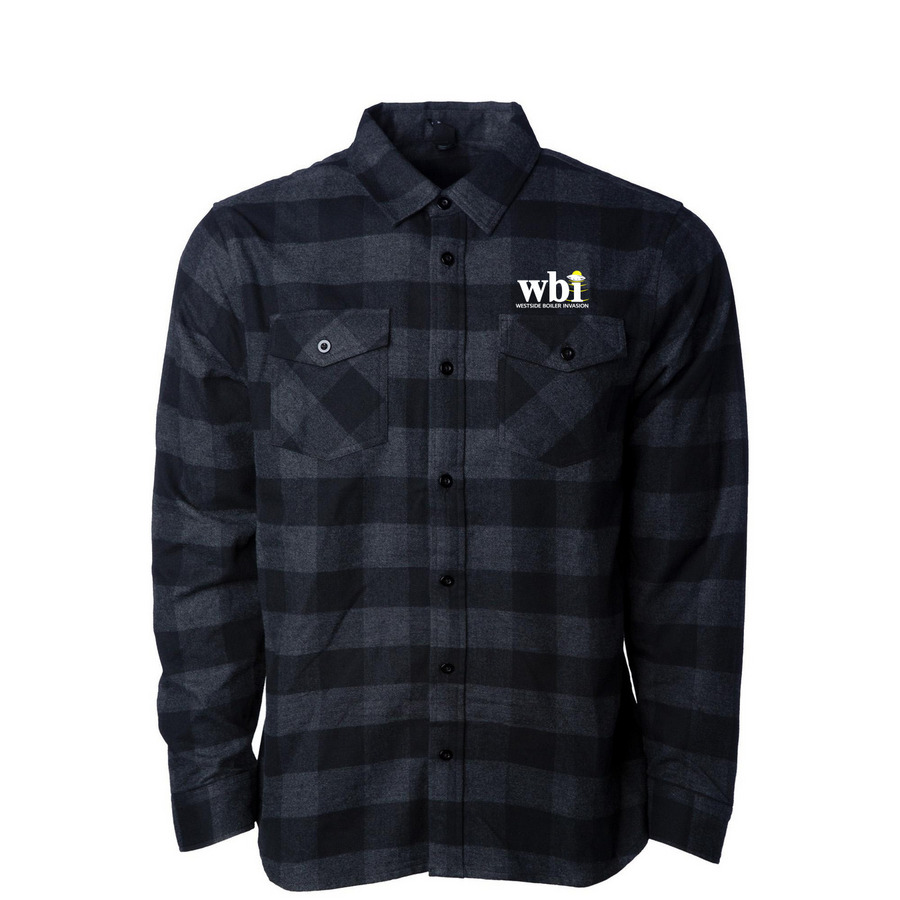 Pocket Logo Bonanza, a Charcoal Heather/ Black Unisex Flannel Shirt