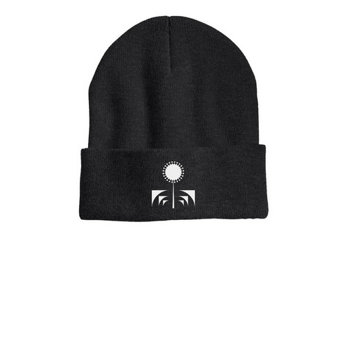 Beanie with TDK Logo, a Heather Charcoal Printed Cuffed Beanie