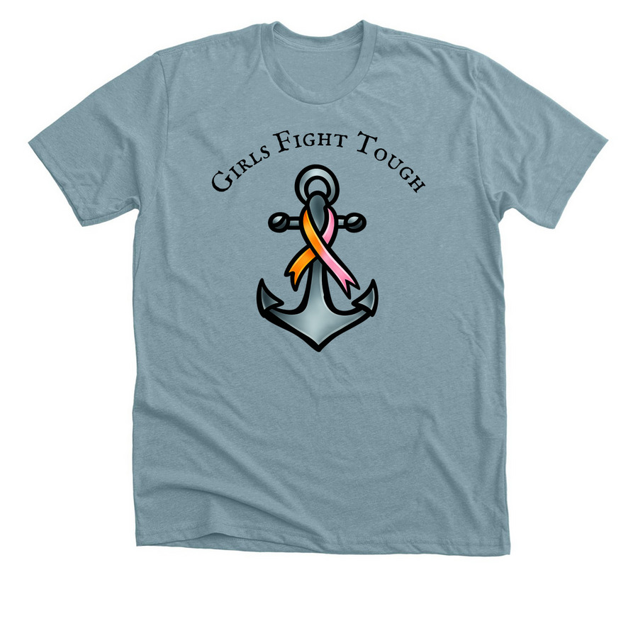 Girls Fight Tough, a Heather Blue Lagoon Premium Unisex Tee