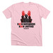 Know Defenders, Know Justice, a Heather Pink Premium Unisex Tee
